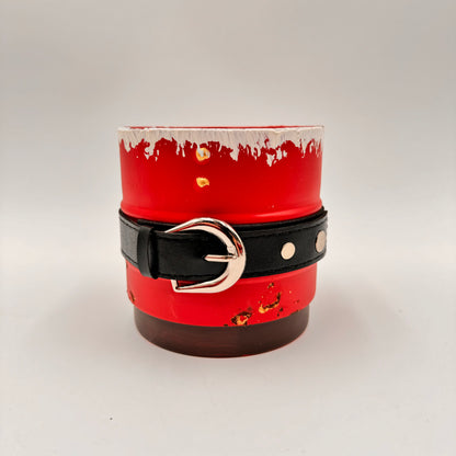 Red Metal Santa Belt Pot Cover