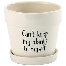 Witty Decal Pot with Saucer