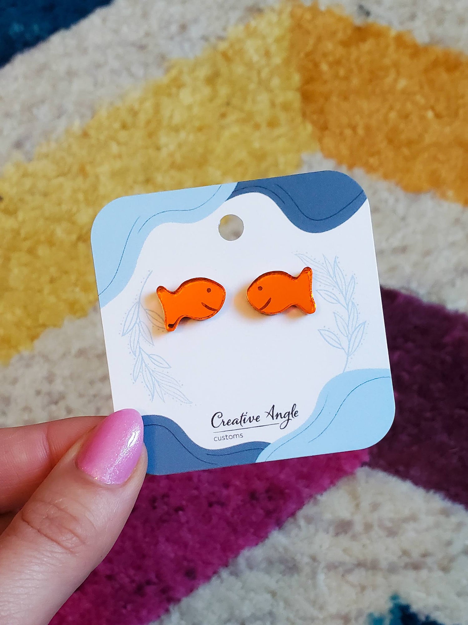 Orange Fish Acrylic Earrings