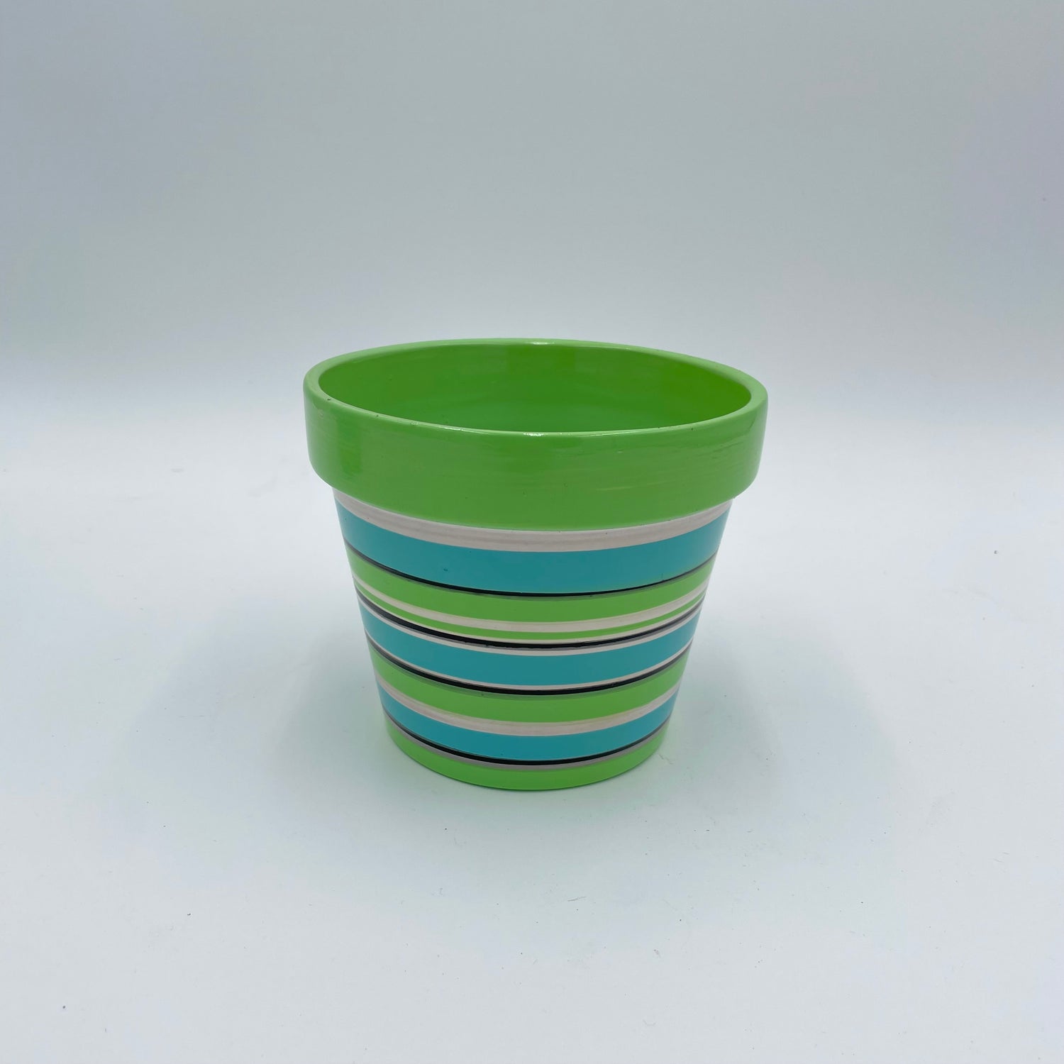 Sea Glass Striped Ceramic Planter