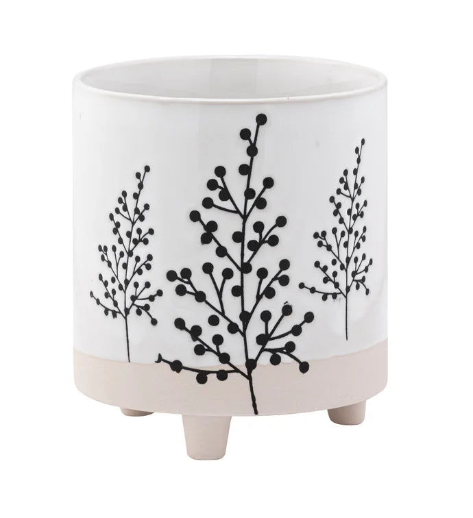 Berry Spray White Foot Planter