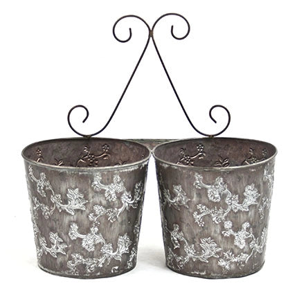 Round Double Tin Wall Planter