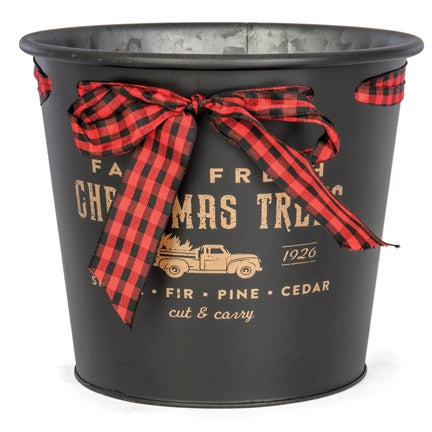 Christmas Round Tin Planter