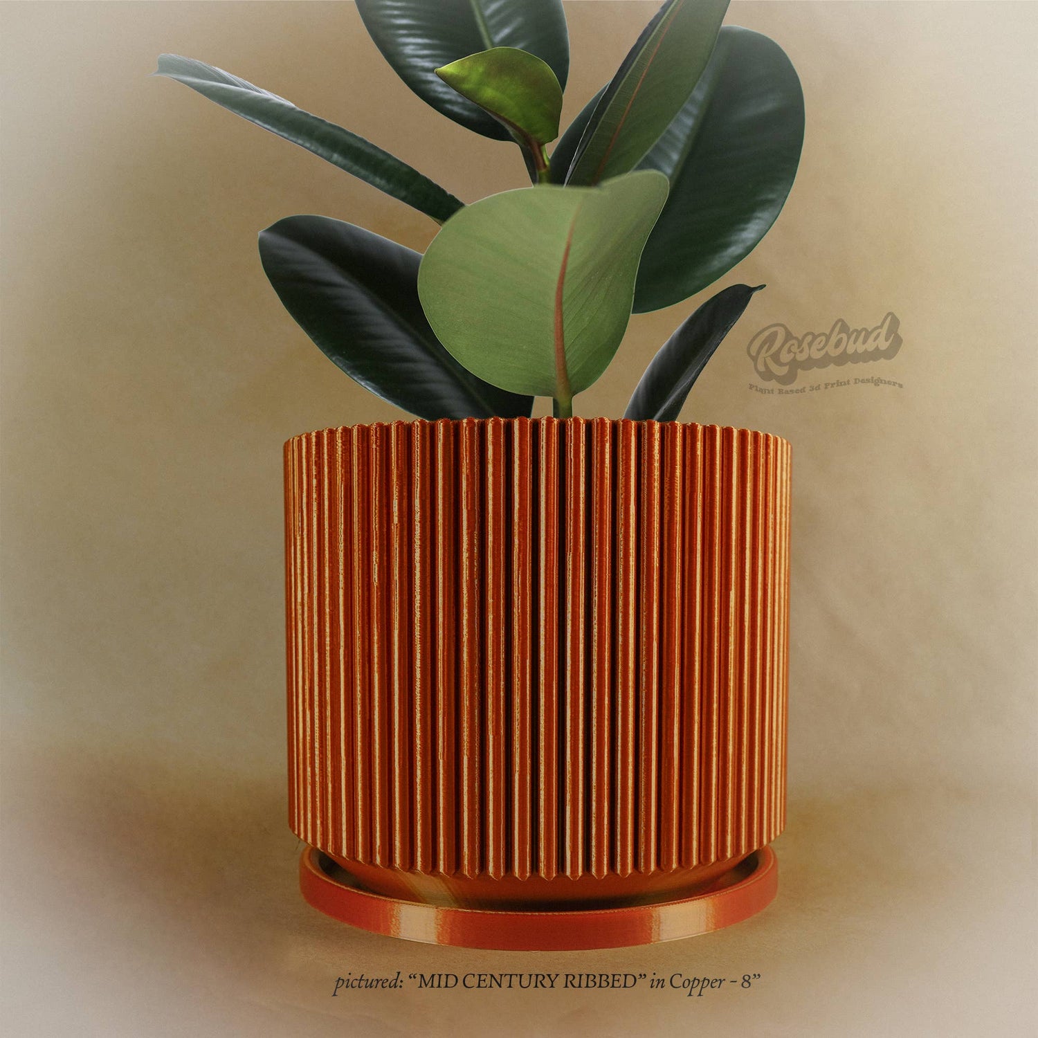 Mid-Century Mid Ribbed 3D Printed Planter