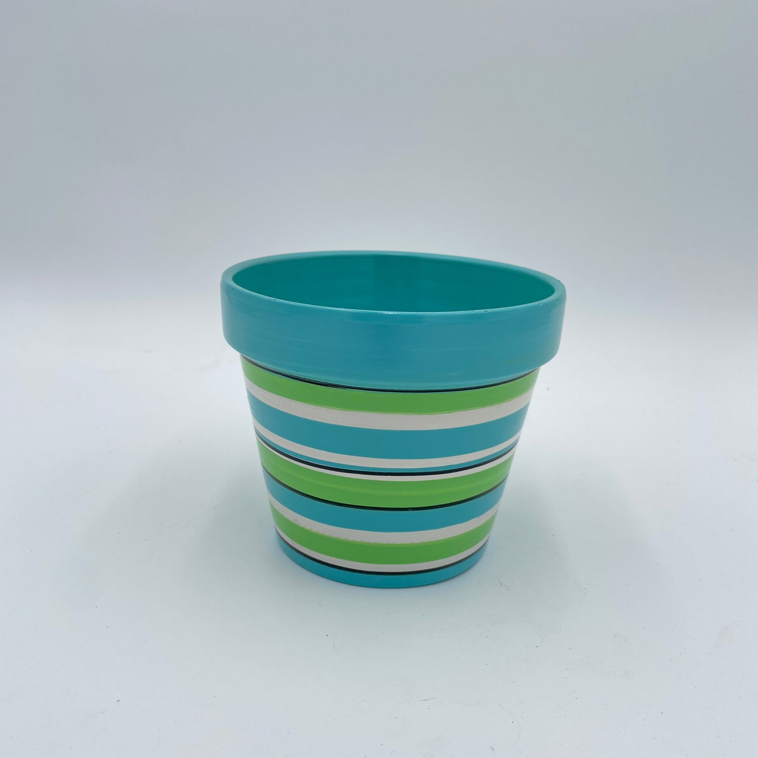 Sea Glass Striped Ceramic Planter