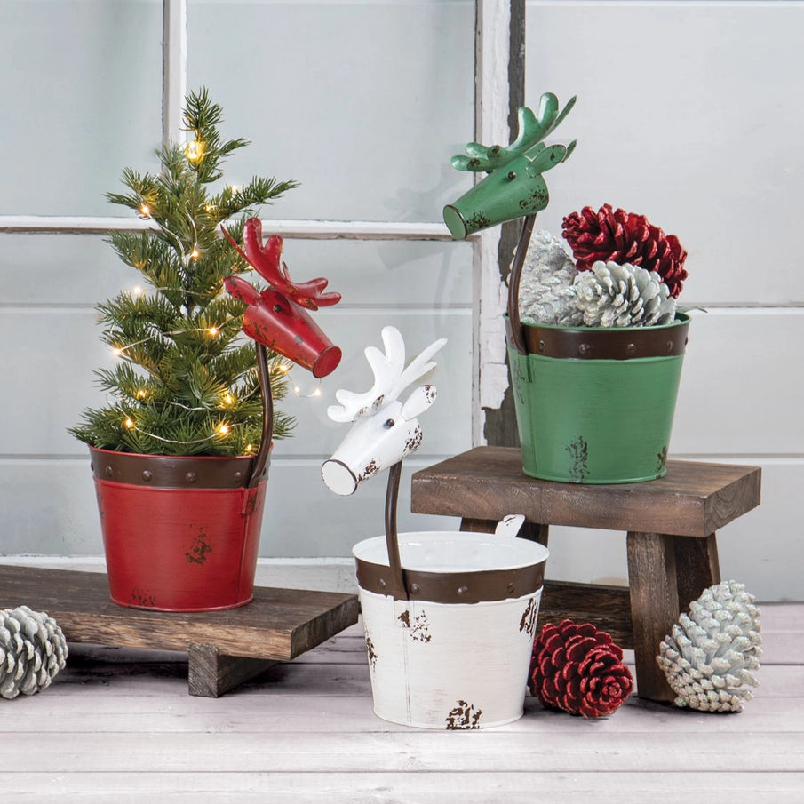 Reindeer Tin Planter