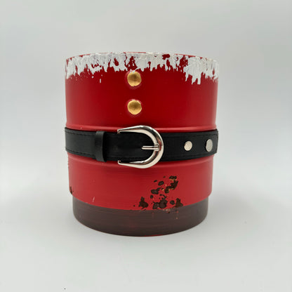 Red Metal Santa Belt Pot Cover