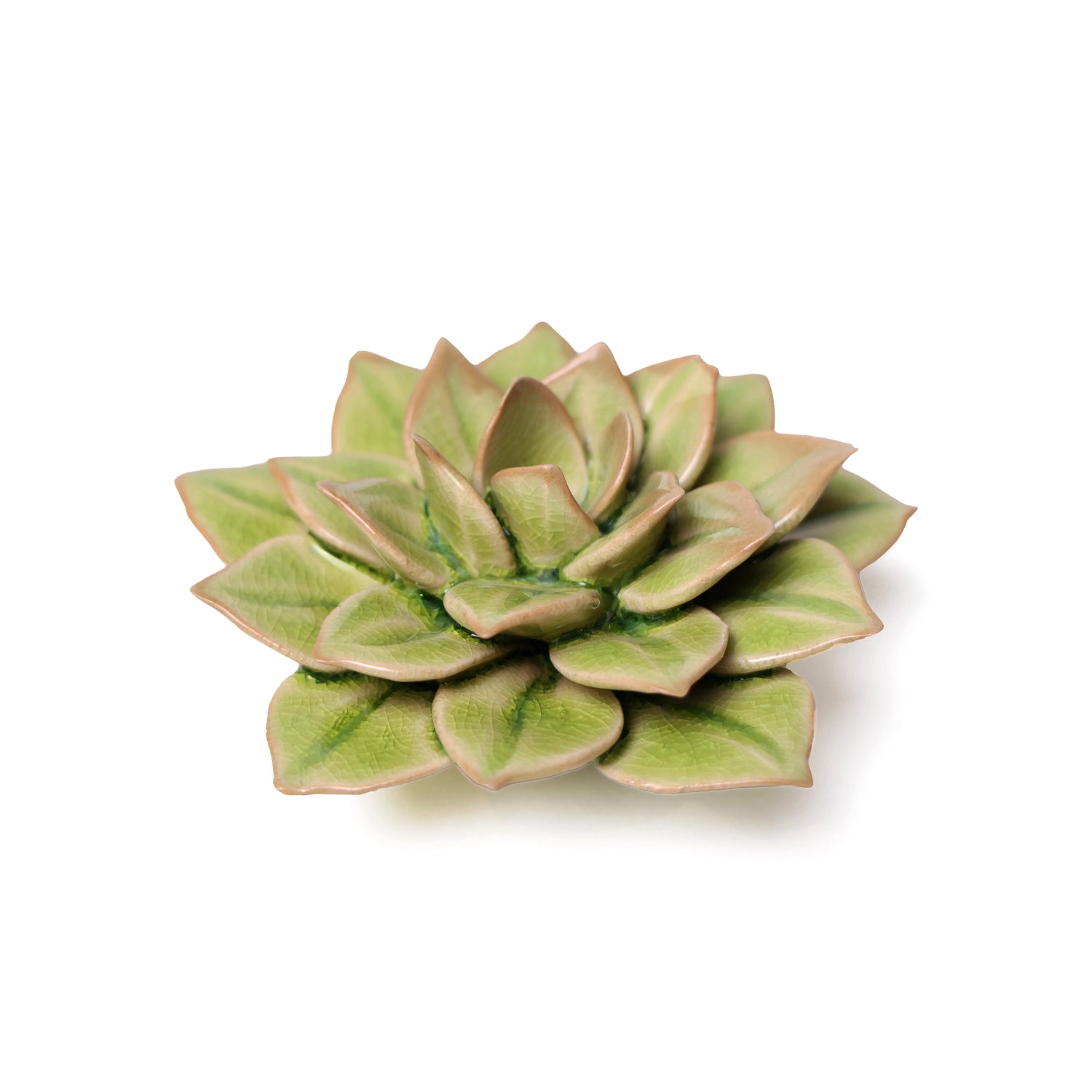 Ceramic Flower Wall Art Green Medium Succulent