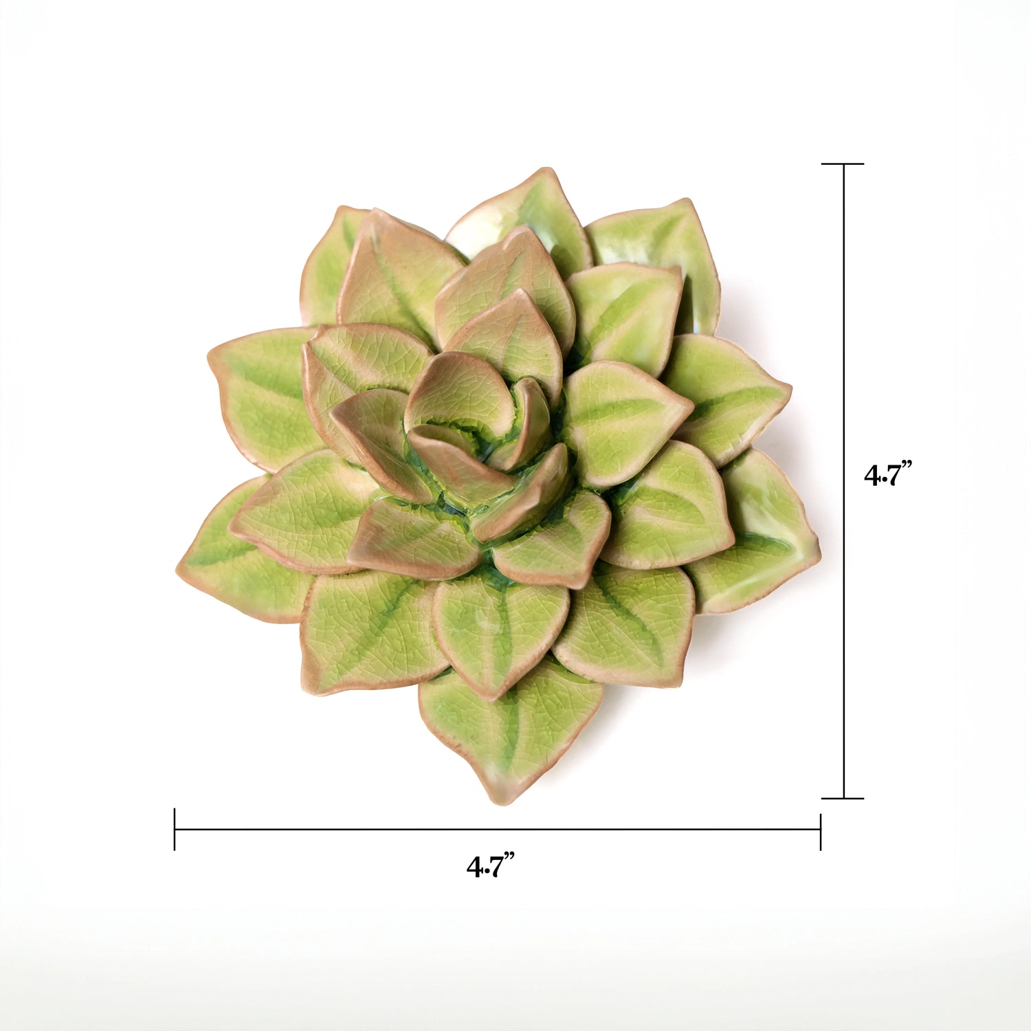 Ceramic Flower Wall Art Green Medium Succulent