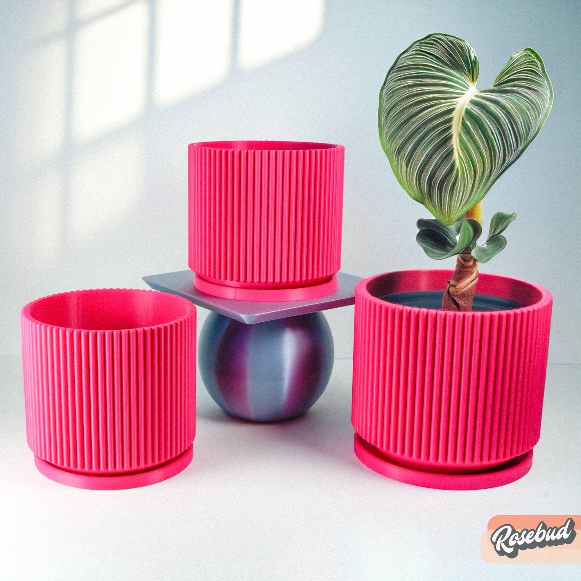 Mid-Century Mid Ribbed 3D Printed Planter