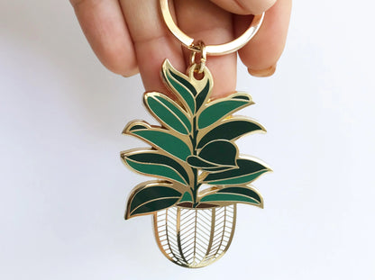 Rubber Tree Plant Keychain