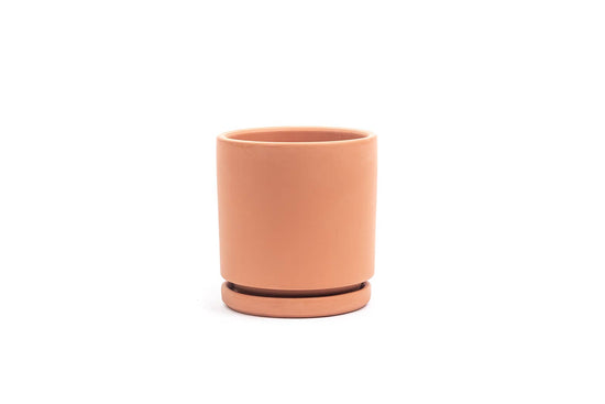 10.25" Terra-Cotta Cylinder Pots with Water Saucers