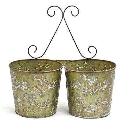 Round Double Tin Wall Planter