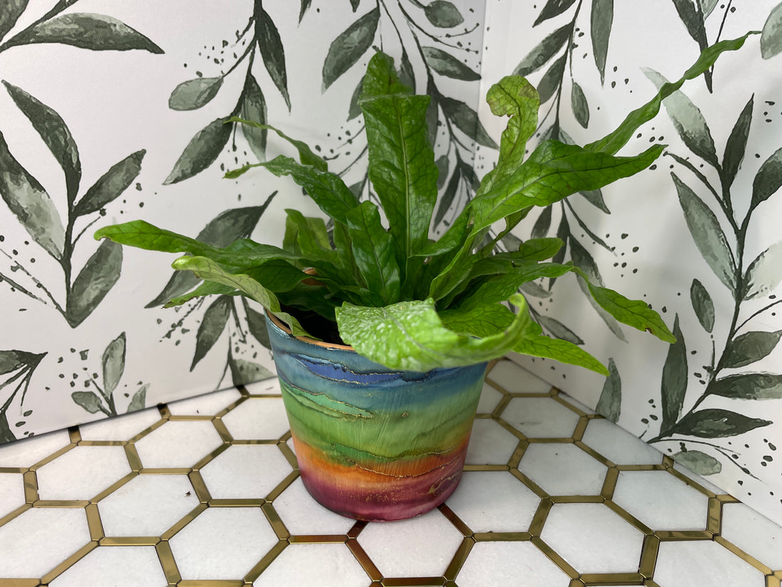 Alcohol Ink Planter: Terrazzo 4&quot;