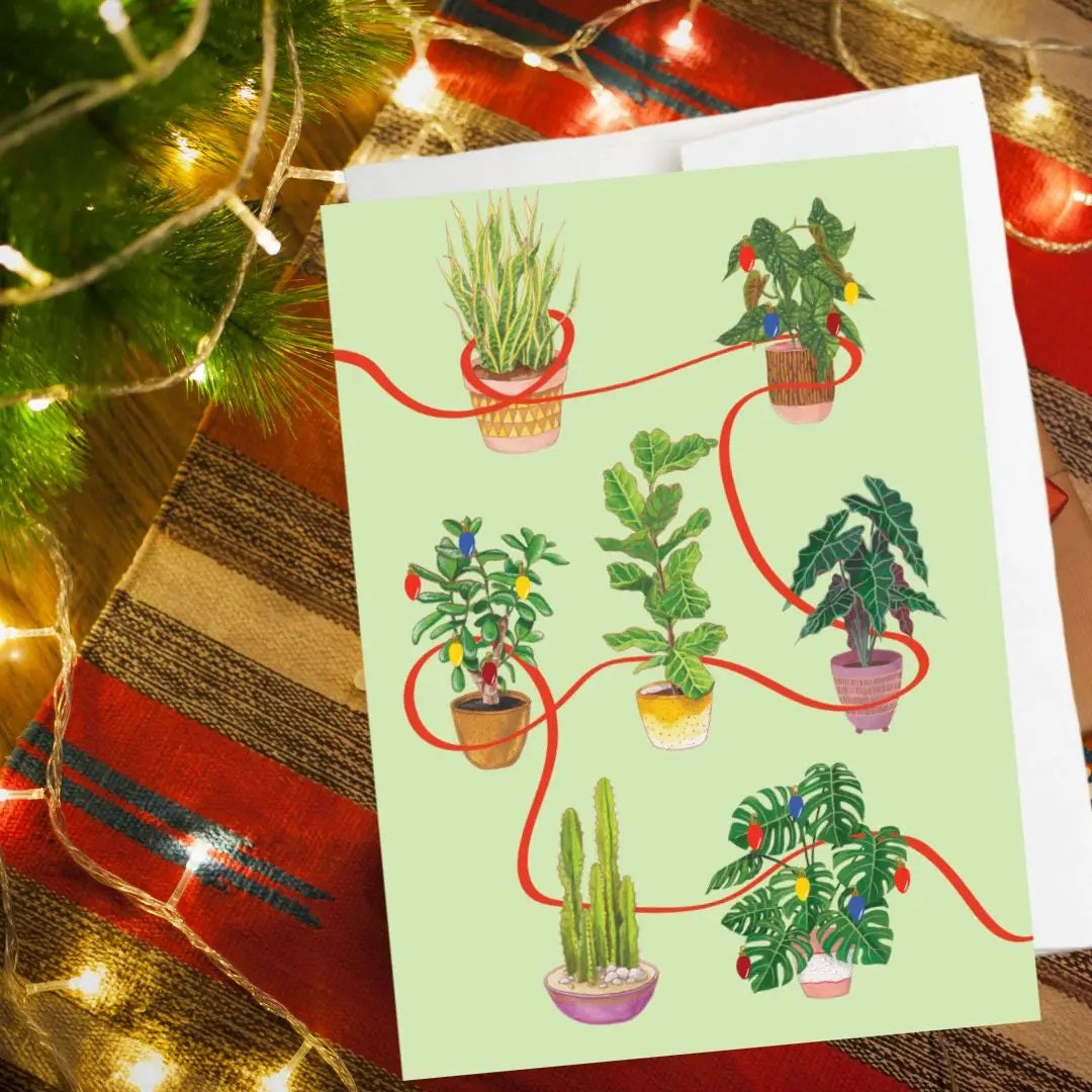 Ribbon Houseplant Holiday Greeting Card