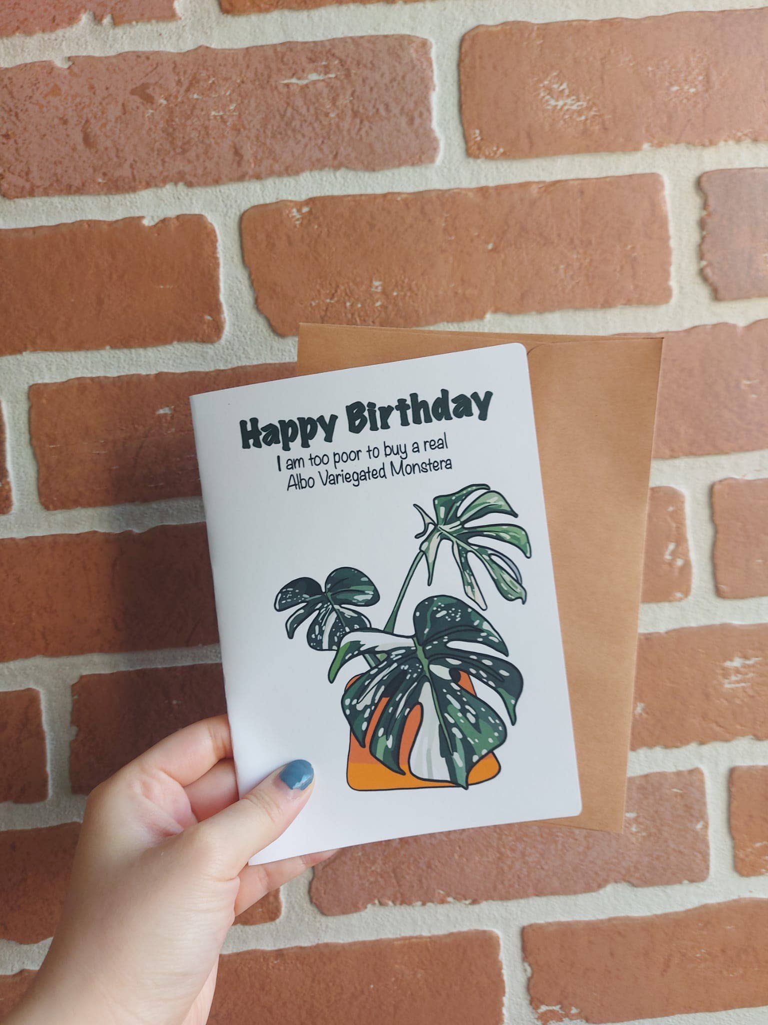 Monstera Albo Birthday Card