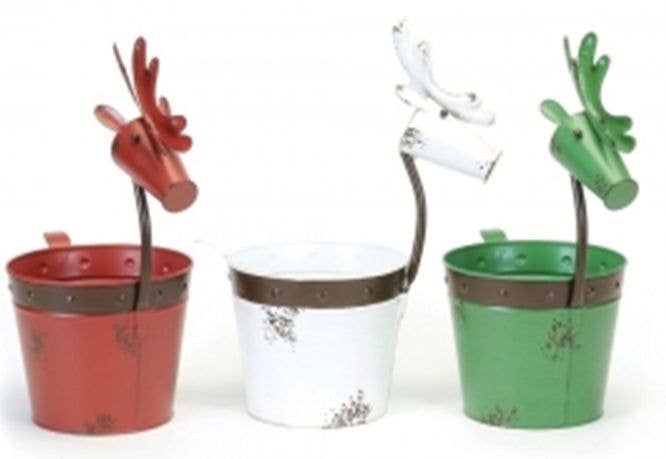 Reindeer Tin Planter