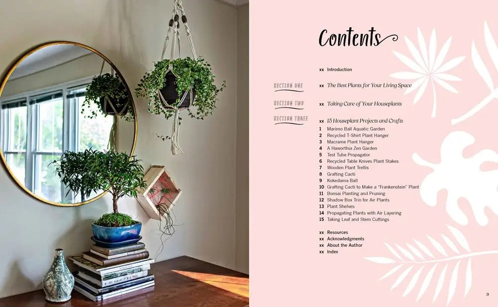 houseplant party fun projects and growing tips book insde contents
